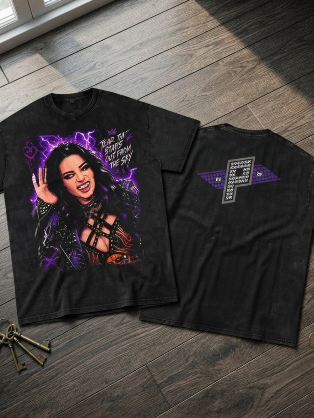 Punk Rock Graphic T-Shirt 'Tear The Stars Out From The Sky Black Tee